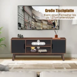 TV-Ständer Fernsehschrank Holz für TVs bis zu 50" Fernsehtisch mit offenem Regal Schwarz