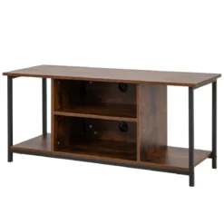 TV-Ständer für Fernseher bis 50 Zoll Holzschrank mit Verstellbarem Regal für Wohnzimmer Braun