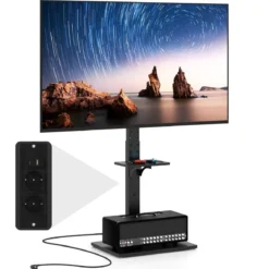 TV Ständer für 32-70 Zoll Flach & Curved Fernseher bis zu 45 KG TV-Standfüße 108-132 cmhöhenverstellbar mit 2 Steckdosen &USB-/ Type C