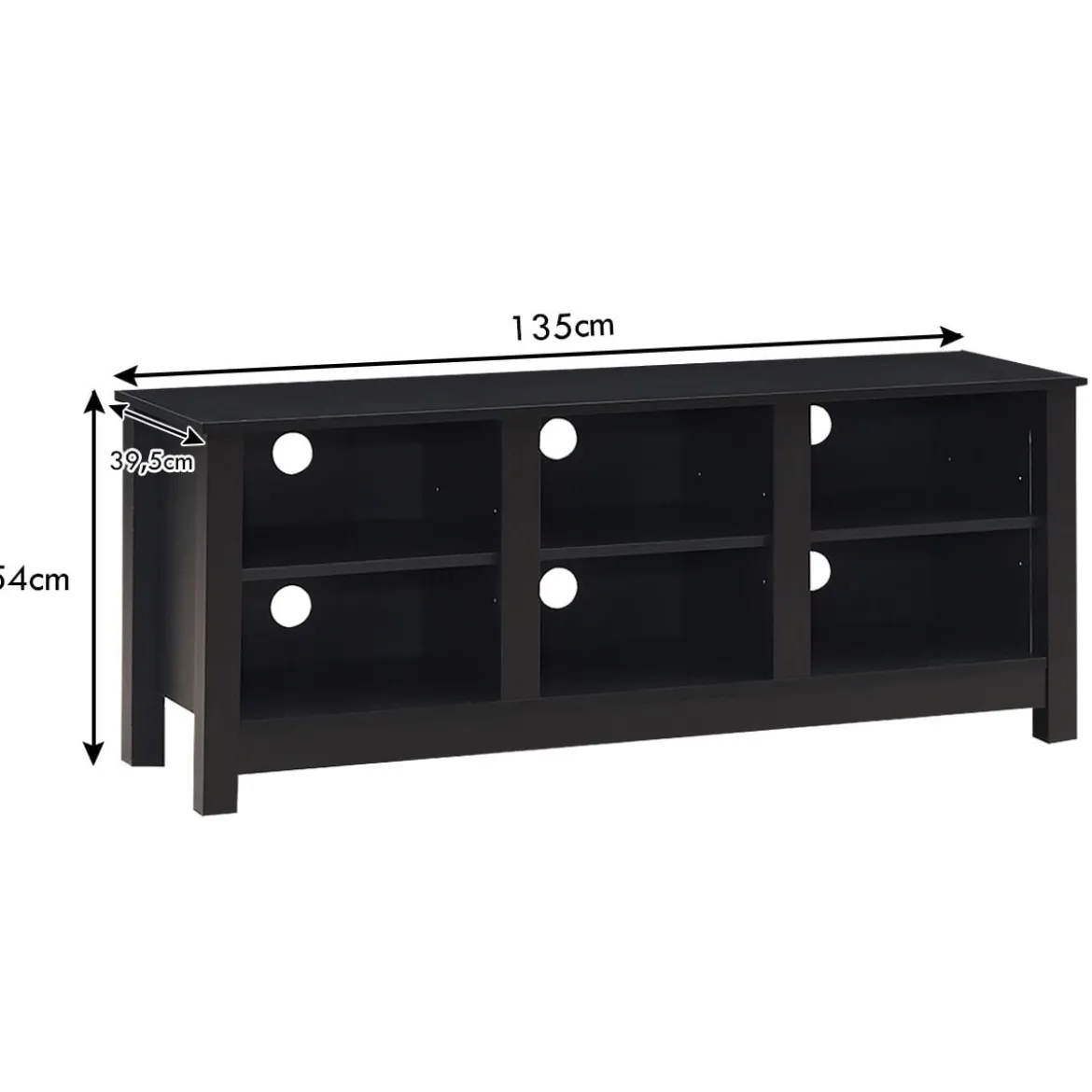 TV-Ständer mit 2 Regalfächern passend für 60 Zoll Fernseher 135 x 39,5 x 54 cm Dunkelbraun
