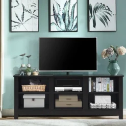 TV-Ständer mit 2 Regalfächern passend für 60 Zoll Fernseher 135 x 39,5 x 54 cm Dunkelbraun