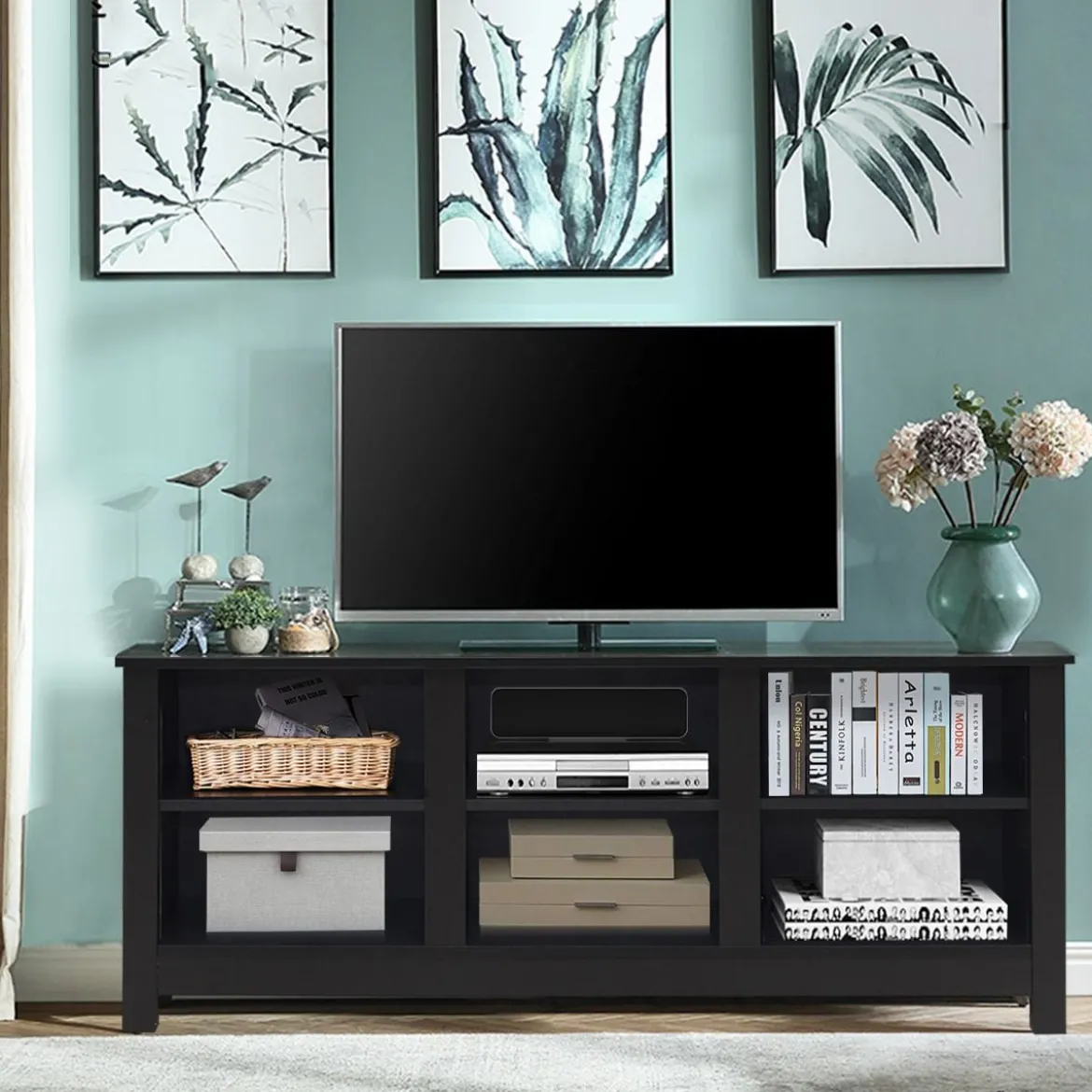 TV-Ständer mit 2 Regalfächern passend für 60 Zoll Fernseher 135 x 39,5 x 54 cm Dunkelbraun