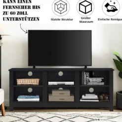 TV-Ständer mit 2 Regalfächern passend für 60 Zoll Fernseher 135 x 39,5 x 54 cm Dunkelbraun