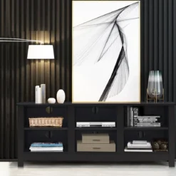 TV-Ständer mit 2 Regalfächern passend für 60 Zoll Fernseher 135 x 39,5 x 54 cm Dunkelbraun