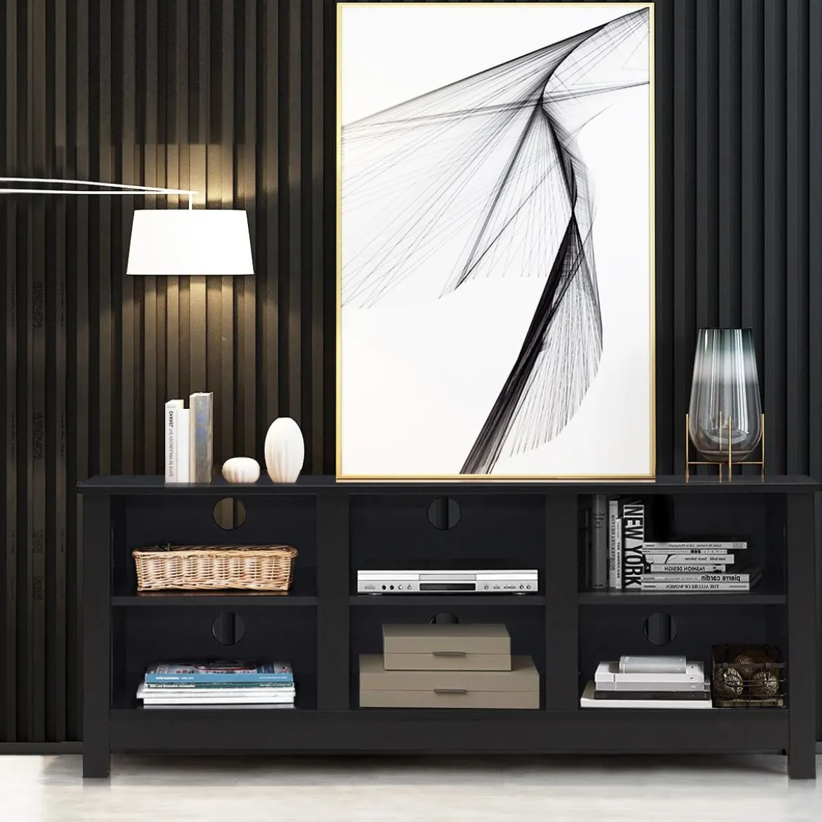 TV-Ständer mit 2 Regalfächern passend für 60 Zoll Fernseher 135 x 39,5 x 54 cm Dunkelbraun