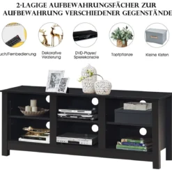 TV-Ständer mit 2 Regalfächern passend für 60 Zoll Fernseher 135 x 39,5 x 54 cm Dunkelbraun