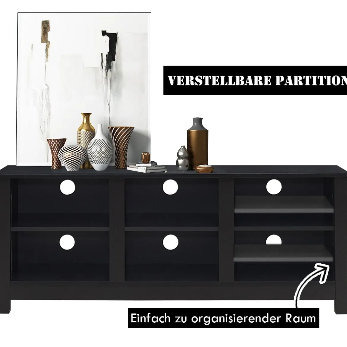 TV-Ständer mit 2 Regalfächern passend für 60 Zoll Fernseher 135 x 39,5 x 54 cm Dunkelbraun