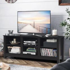 TV-Ständer mit 2 Regalfächern passend für 60 Zoll Fernseher 135 x 39,5 x 54 cm Dunkelbraun