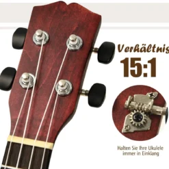 Ukulelen-Set Professionelles Ukulelen-Set aus Holz mit Tragetasche 17,5 x 6 x 53 cm Rot