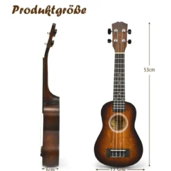 Ukulele Ukulelen-Set mit Tragetasche Gitarreninstrument 17,5 x 6 x 53 cm Braun