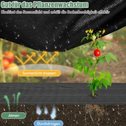 Unkrautvlies 50m² Gartenvlies gegen Unkraut Unkrautfolie PP Schwarz 25 x 2m-60 g/m²
