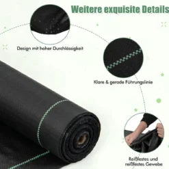 Unkrautvlies 50m² Gartenvlies gegen Unkraut Unkrautfolie PP Schwarz 50 x 1m-100 g/m²