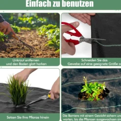 Unkrautvlies 50m² Gartenvlies gegen Unkraut Unkrautfolie PP Schwarz 25 x 2m-100 g/m²