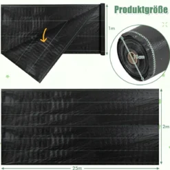 Unkrautvlies 50m² Gartenvlies gegen Unkraut Unkrautfolie PP Schwarz 25 x 2m-100 g/m²