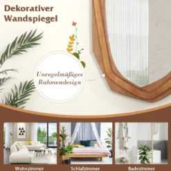 Unregelmäßig Gerahmter Dekorationsspiegel Wasserdichter Wandspiegel 89,5 x 66 cm