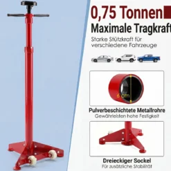 Unterhebe-Stützständer 750 kg Wagenheberständer Höhenverstellbar 97,5-191,5 cm Rot