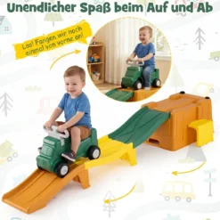 Up & Down Roller Coaster Erweiterbare Kinderachterbahn Grün + Gelb + Orange