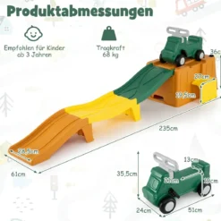 Up & Down Roller Coaster Erweiterbare Kinderachterbahn Grün + Gelb + Orange