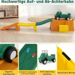 Up & Down Roller Coaster Erweiterbare Kinderachterbahn Grün + Gelb + Orange
