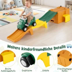 Up & Down Roller Coaster Erweiterbare Kinderachterbahn Grün + Gelb + Orange