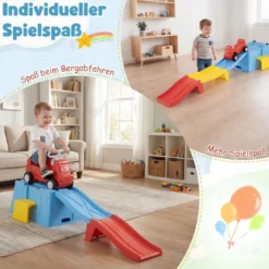 Up & Down Roller Coaster Erweiterbare Kinderachterbahn Blau + Gelb + Rot