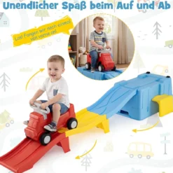 Up & Down Roller Coaster Erweiterbare Kinderachterbahn Blau + Gelb + Rot
