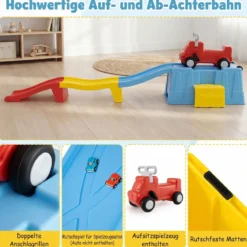 Up & Down Roller Coaster Erweiterbare Kinderachterbahn Blau + Gelb + Rot