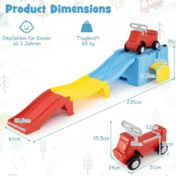 Up & Down Roller Coaster Erweiterbare Kinderachterbahn Blau + Gelb + Rot