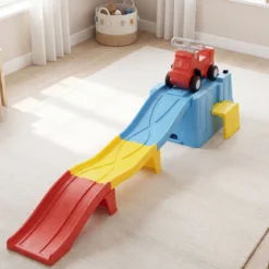 Up & Down Roller Coaster Erweiterbare Kinderachterbahn Blau + Gelb + Rot