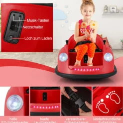 12V Autoscooter Kinder Elektro Bumper Car mit Fernsteuerung & LED-Lichtern & Musik Blau/Rosa/Rot