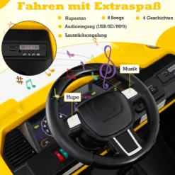 24V Elektrischer Kinder-Tretbagger mit 4WD & Fernsteuerung Baufahrzeug ab 3 Jahren Gelb