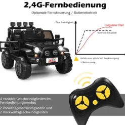 12V Elektroauto Batteriebetriebenes Elektrofahrzeug mit 2Sitzen 123 x 80 x 80 cm Schwarz