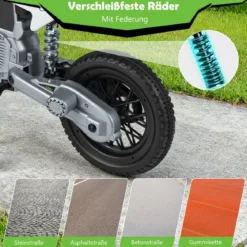 12V Elektro Kindermotorrad Elektromotorrad für Kinder mit abnehmbaren Stützrädern & Federung Elektro Motorrad Grün