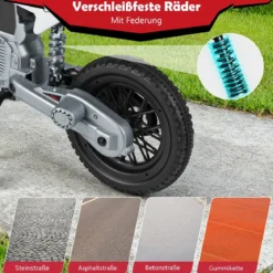 12V Elektro Kindermotorrad Elektromotorrad für Kinder mit abnehmbaren Stützrädern & Federung Elektro Motorrad Rot
