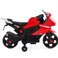 6V Elektro Kindermotorrad mit 2 Stützrädern & Scheinwerfer & USB & Hupe & Musik Rot