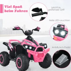 12V Elektro Kinderquad mit Musik Hupe und LED Scheinwerfer Elektroquad Rosa