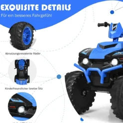 12V Elektro Kinderquad mit Scheinwerfer Mini Elektroquad mit Musik & Hupe 4 Räder Kinder Quad 2,8-5 km/h für Kinder ab 3 Jahren Blau