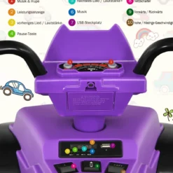 12V Elektro Kinderquad mit Scheinwerfer Mini Elektroquad mit Musik & Hupe Lila