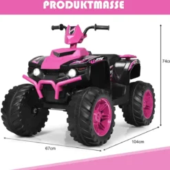 12V Elektro Kinderquad mit Scheinwerfer Mini Elektroquad mit Musik & Hupe Rosa