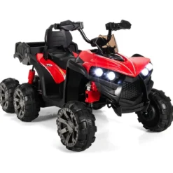 12V Elektro Kinderquad mit Stauraum & LED-Lichtern Mini Elektroquad 3-6 km/h Rot