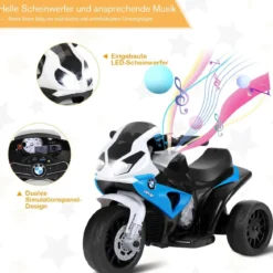 6V Elektro Motorrad Kindermotorrad Elektrofahrzeug für Kinder 66 x 37 x 44,5 cm Blau