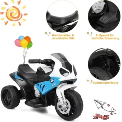 6V Elektro Motorrad Kindermotorrad Elektrofahrzeug für Kinder 66 x 37 x 44,5 cm Blau