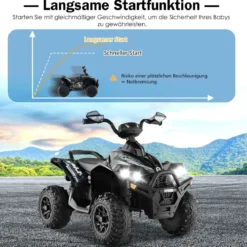12V Elektroquad mit Musik Hupe & LED Scheinwerfer Elektro Kinderquad Schwarz