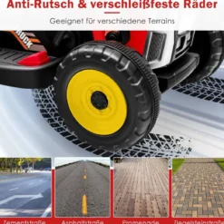 12V Elektro Sitzbagger mit Verstellbarer Schaufel & Musik und Scheinwerfer Rot