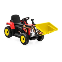 12V Elektro Sitzbagger mit Verstellbarer Schaufel & Musik und Scheinwerfer Rot
