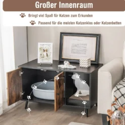 Versteck für die Katzentoilette modernes Katzenhaus mit Schrank mit Doppeltür 90 x 50 x 54 cm