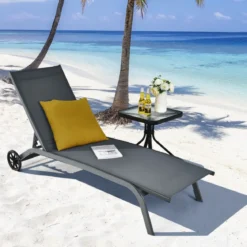 Verstellbare Outdoor-Liege mit Rädern und Schnell Trocknendem Stoff für Pool und Garten