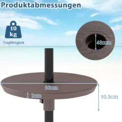 Verstellbarer Sonnenschirm-Tisch mit Schirmloch für 38-48mm Schirmstange Schirmtisch Kaffee