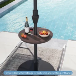 Verstellbarer Sonnenschirm-Tisch mit Schirmloch für 38-48mm Schirmstange Schirmtisch Kaffee
