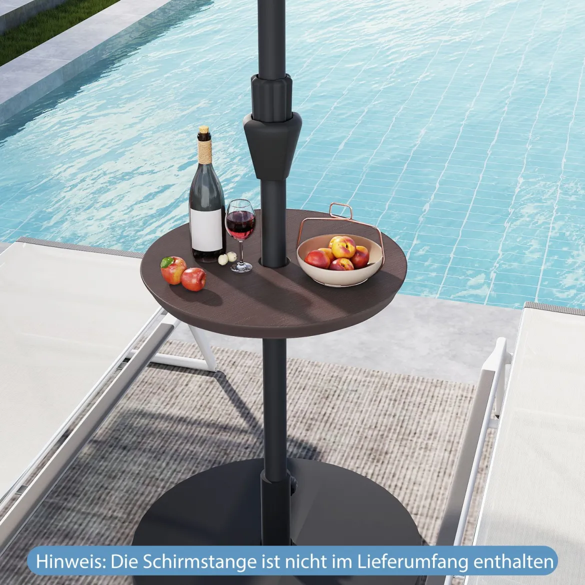 Verstellbarer Sonnenschirm-Tisch mit Schirmloch für 38-48mm Schirmstange Schirmtisch Kaffee